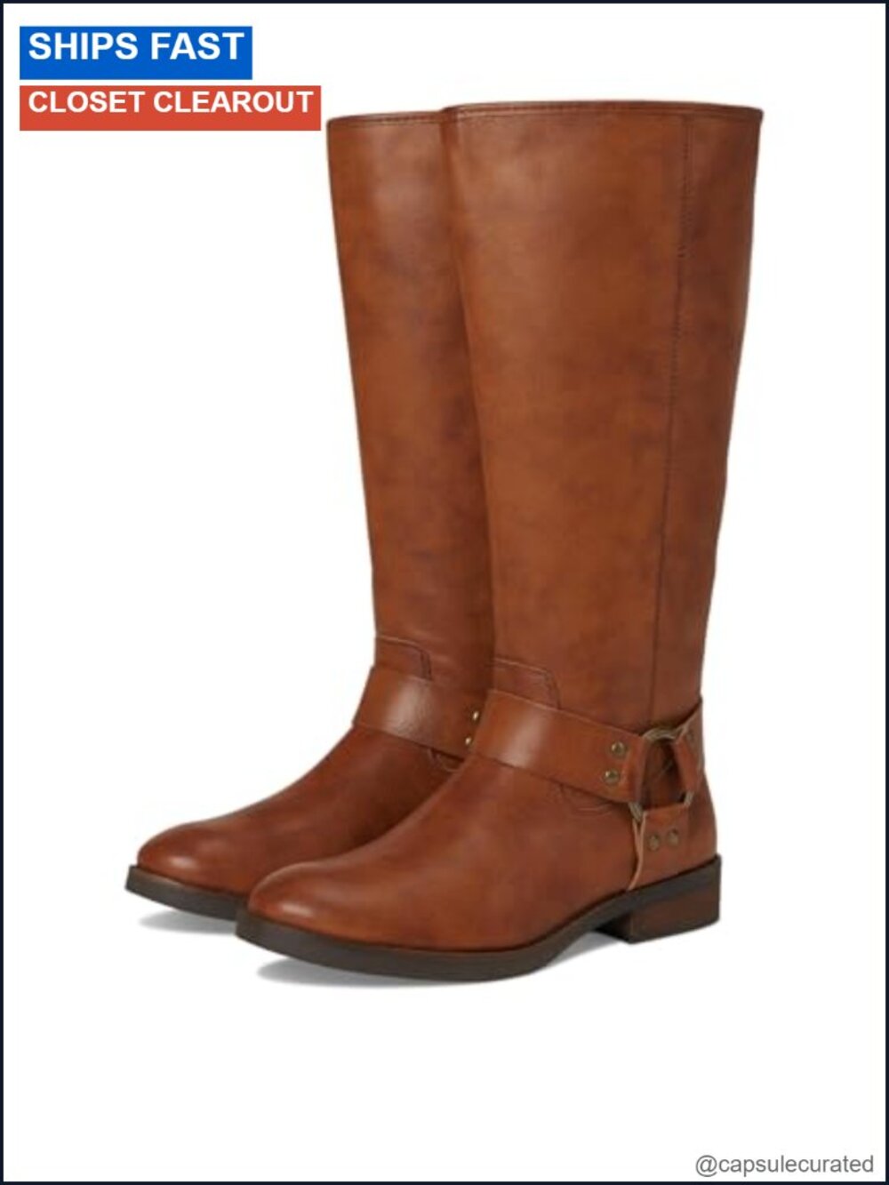 FRYE and Co. Wide Calf Harness Moto Boots Women's Vegan Leather